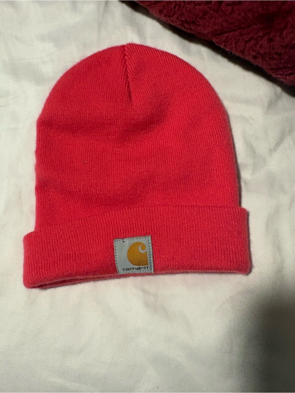 Carhartt Neon Pink Cuffed Beanie with Logo Patch